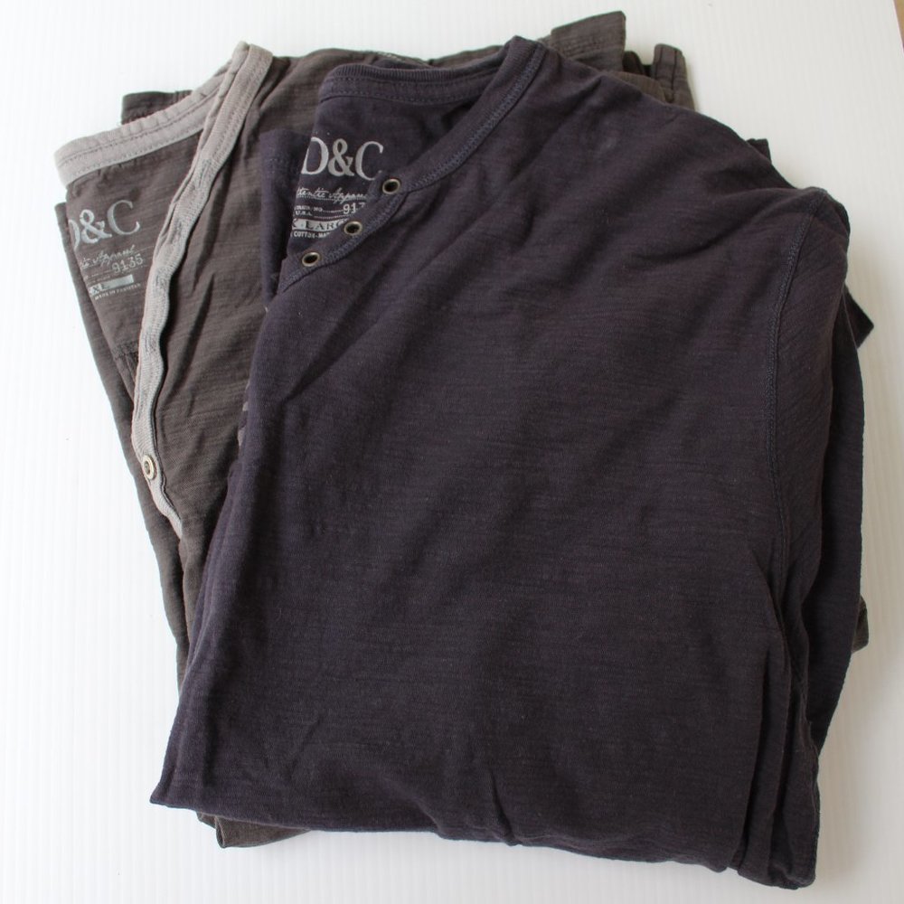 2- PD&C V-Neck Short Black Grey Sleeve Shirts XXL